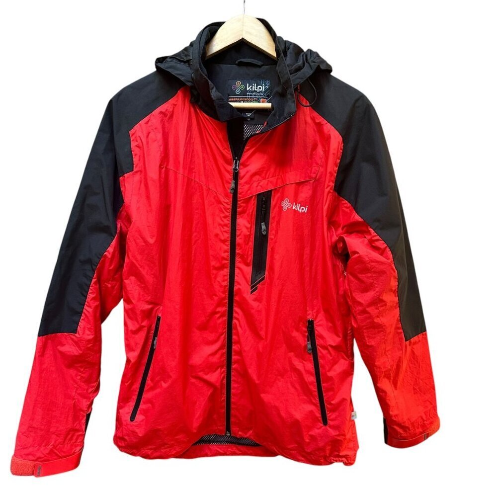 Kilpi Osvaldo Ski Jacket Mens Size M Red Black Hooded Outdoor Lightweight Hiking
